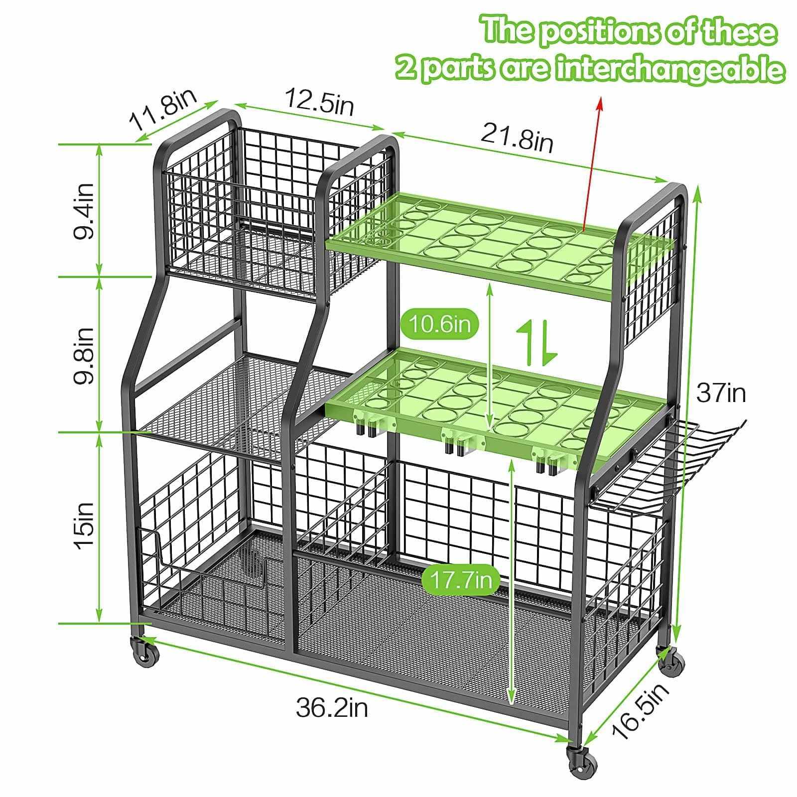 Custom Sheet Metal Fabrication Black Tool Racks For Baseball Caps Heavy Duty Foldable Metal Rack Storage Rack With Wheels