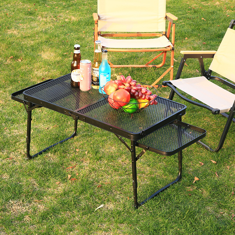 tire table mesh camping side table rack Camping table for outdoor with Kitchen