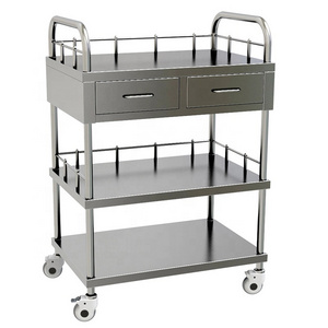 ORP Hot Sell Hospital Operating Room metal crash cart Nurse Treatment Mobile Stainless Steel medical Clinic trolley