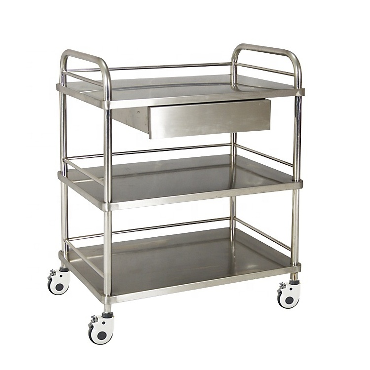 ORP Hot Sell Hospital Operating Room metal crash cart Nurse Treatment Mobile Stainless Steel medical Clinic trolley