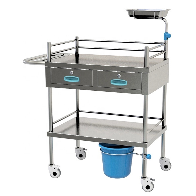 ORP Hot Sell Hospital Operating Room metal crash cart Nurse Treatment Mobile Stainless Steel medical Clinic trolley