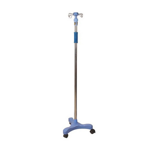 High Quality Height Adjustable Stainless Steel hospital bed pole 3 Wheels IV Pole drip infusion stand