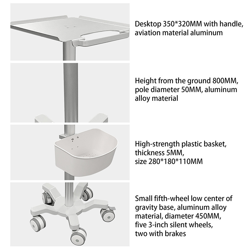 ORP Medical Computing Cart Hospital Monitor Trolley For Medical Workstation Cart With Cpu Holder