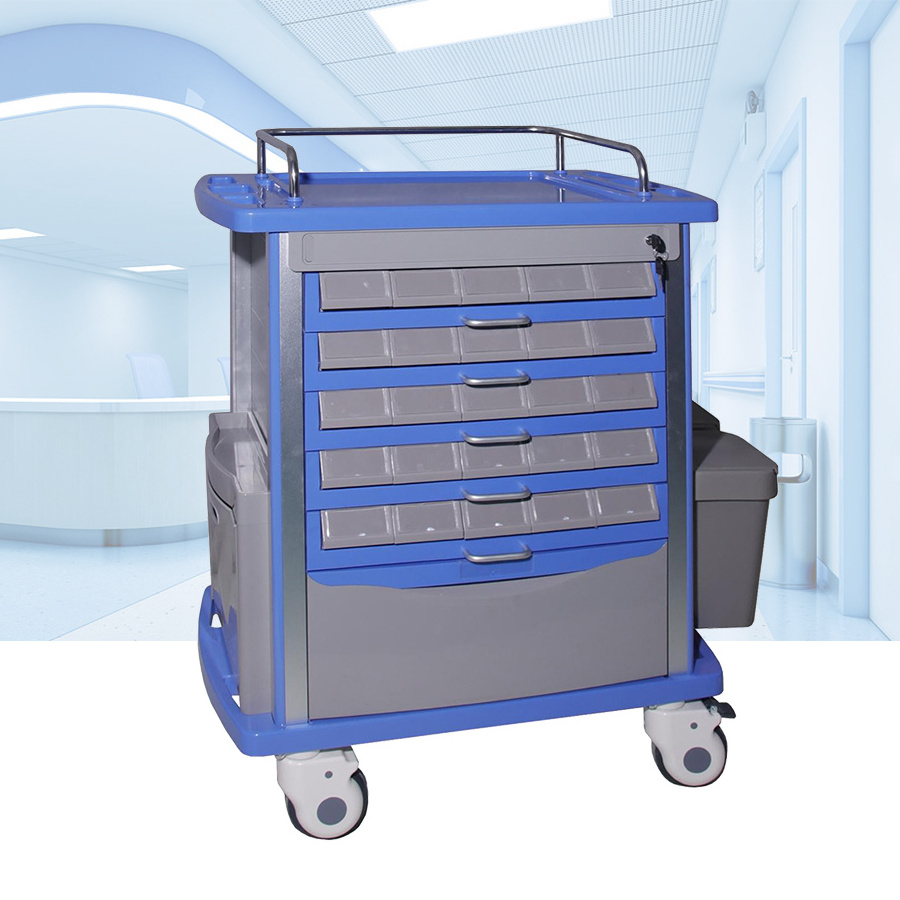 ORP ABS material drug cart / used in modern hospital drawer medicine trolley / Hospital trolley cart