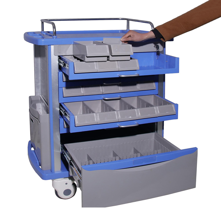 ORP ABS material drug cart / used in modern hospital drawer medicine trolley / Hospital trolley cart