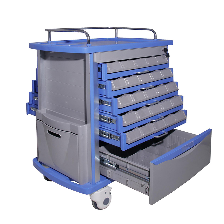 ORP ABS material drug cart / used in modern hospital drawer medicine trolley / Hospital trolley cart