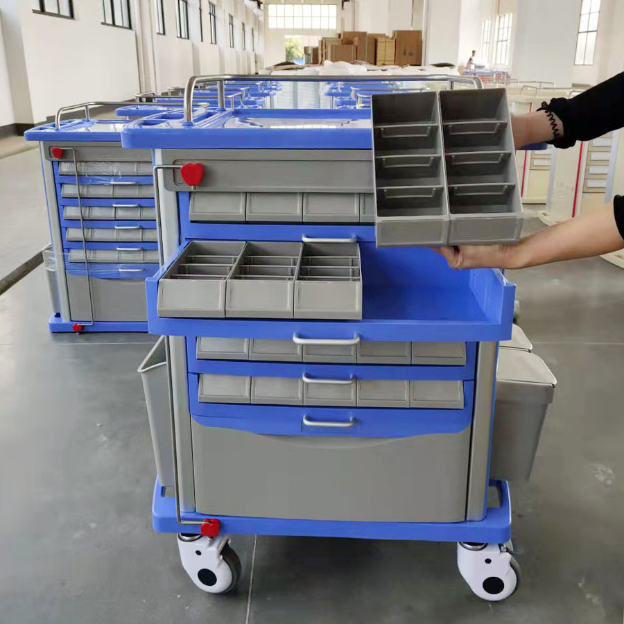 ORP ABS material drug cart / used in modern hospital drawer medicine trolley / Hospital trolley cart