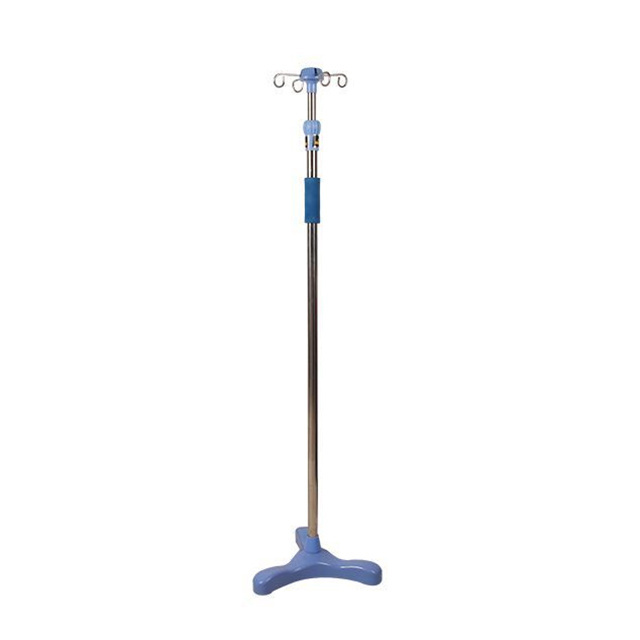 High Quality Height Adjustable Stainless Steel hospital bed pole 3 Wheels IV Pole drip infusion stand