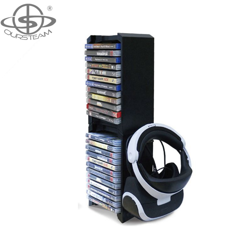 PS VR Holder and Double Games CD Storage Stand for PS4