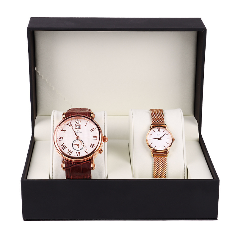 Luxury Custom Logo Lover's Packing Watch Box Gift Packaging Box for Two Watches