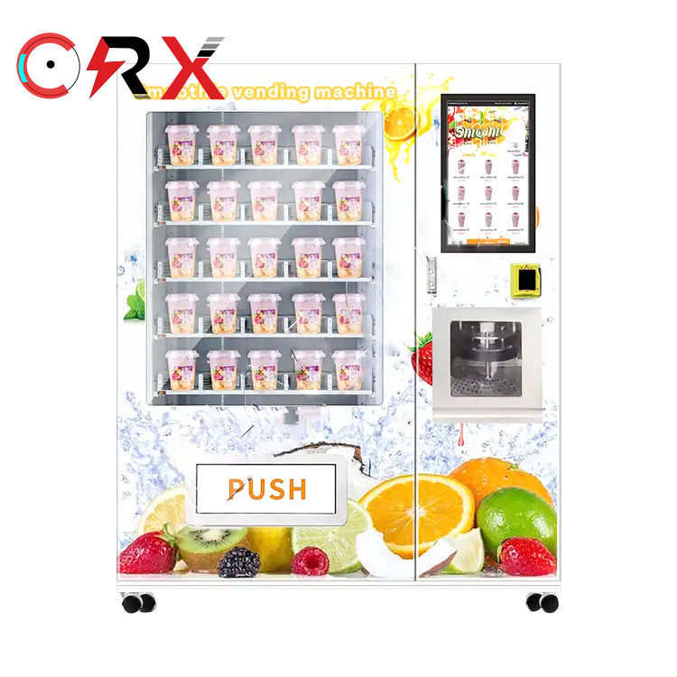 Frozen fruit cup smoothie vending machine and cup blending shake vending machine