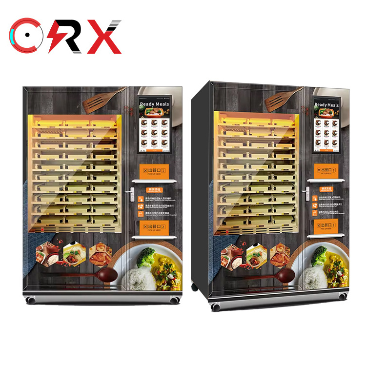 24 hours self-service fast food lunch box vending machine with microwave heating function xy axis elevator defrost windows