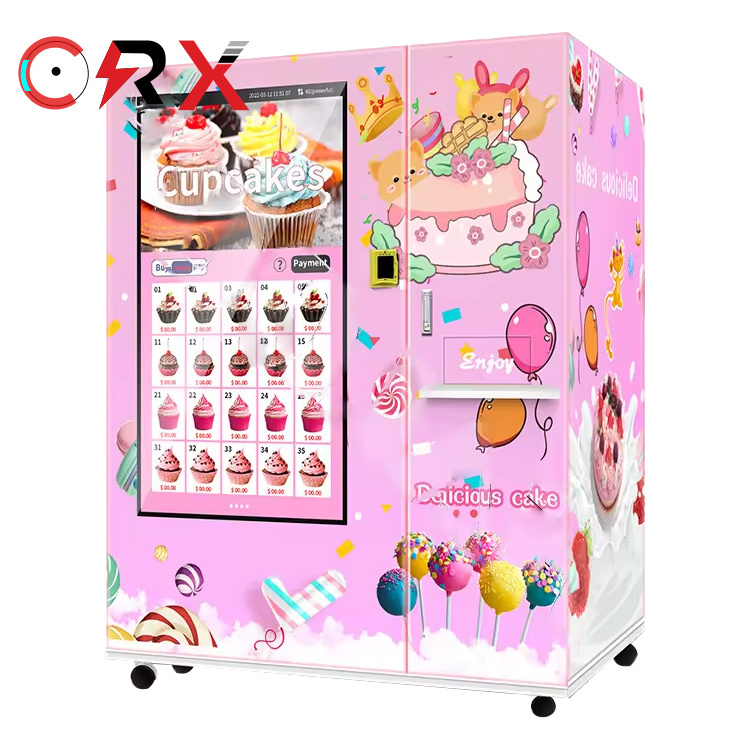 Have Cooling System Keep Fresh Fresh Fruit Cake Sandwich Salad Sushi Vending Machine with 21.5-inch Touch Screen