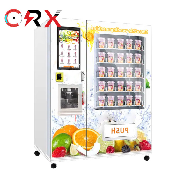 Frozen fruit cup smoothie vending machine and cup blending shake vending machine