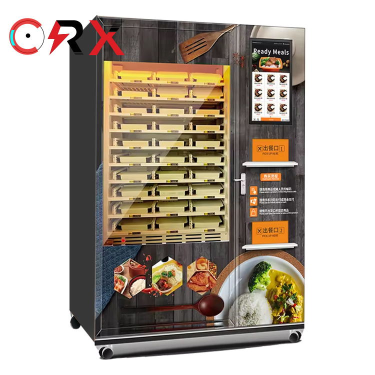 24 hours self-service fast food lunch box vending machine with microwave heating function xy axis elevator defrost windows