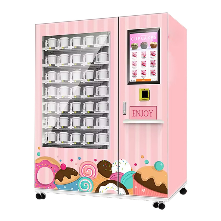 Have Cooling System Keep Fresh Fresh Fruit Cake Sandwich Salad Sushi Vending Machine with 21.5-inch Touch Screen