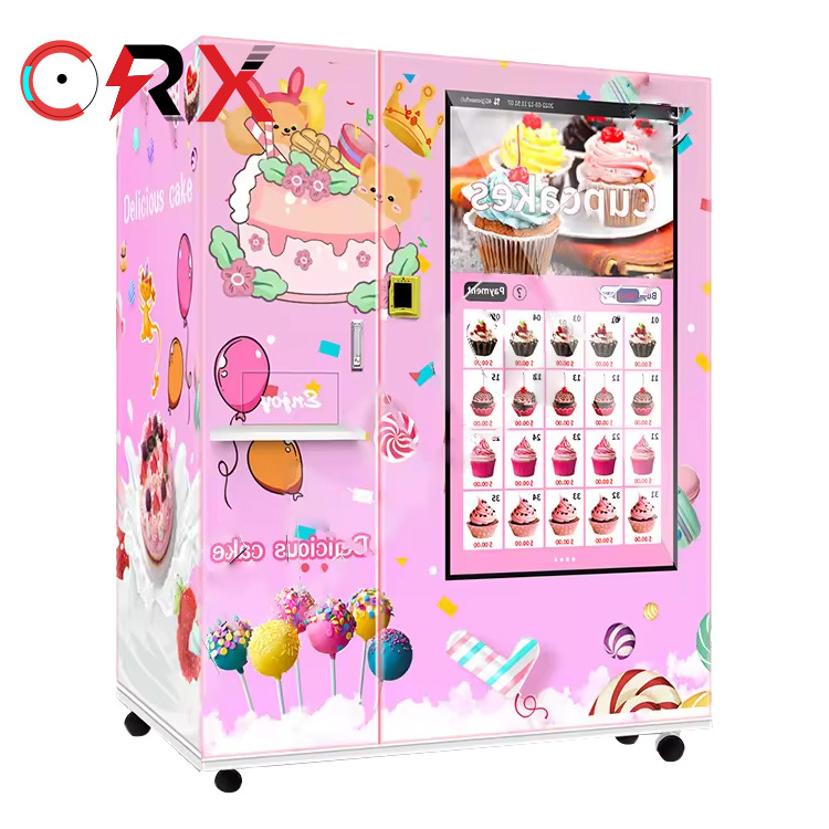 Have Cooling System Keep Fresh Fresh Fruit Cake Sandwich Salad Sushi Vending Machine with 21.5-inch Touch Screen