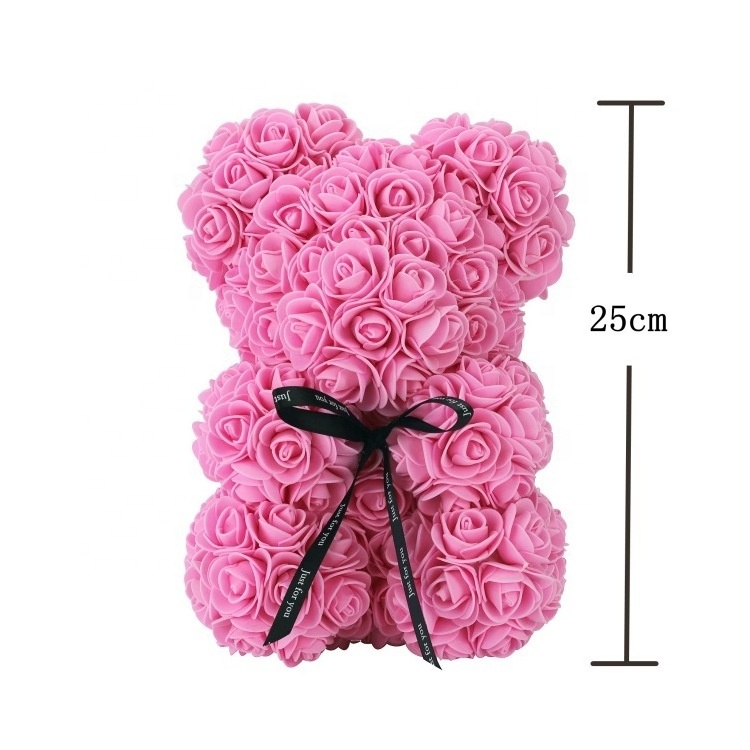 OurWarm Mothers Valentines Day Gift Artificial Flowers Superior Quality Teddy Rose Bears With Box