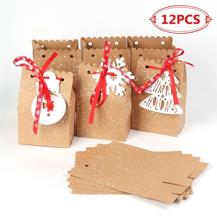 Ourwarm 12 Pcs New Design Buy Cardboard Kraft Christmas Gift Candy Cookies Paper Cardboard Boxes