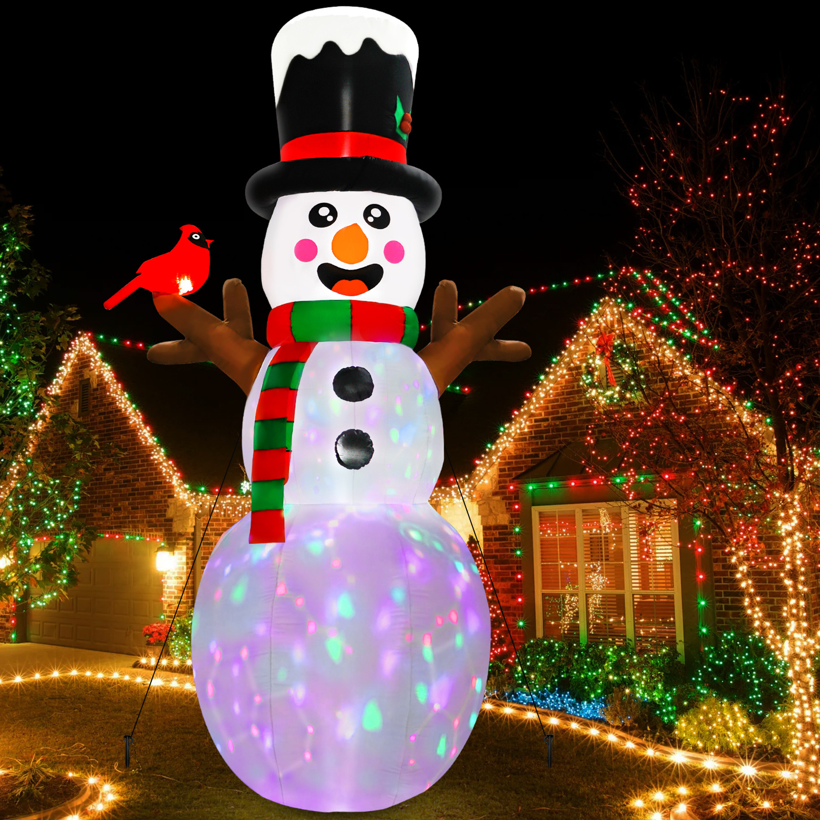 Ourwarm Inflatable Christmas Decorations Outdoor Yard Decoration Snowman Santa Claus