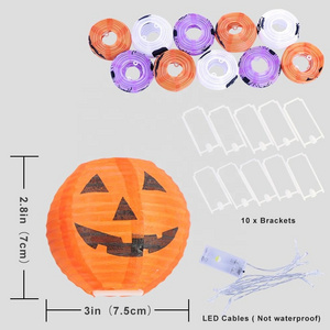 OurWarm Halloween Outdoor Decoration 10 LED 3D Pumpkin Lantern Lights with Hanging String Props For Home Party