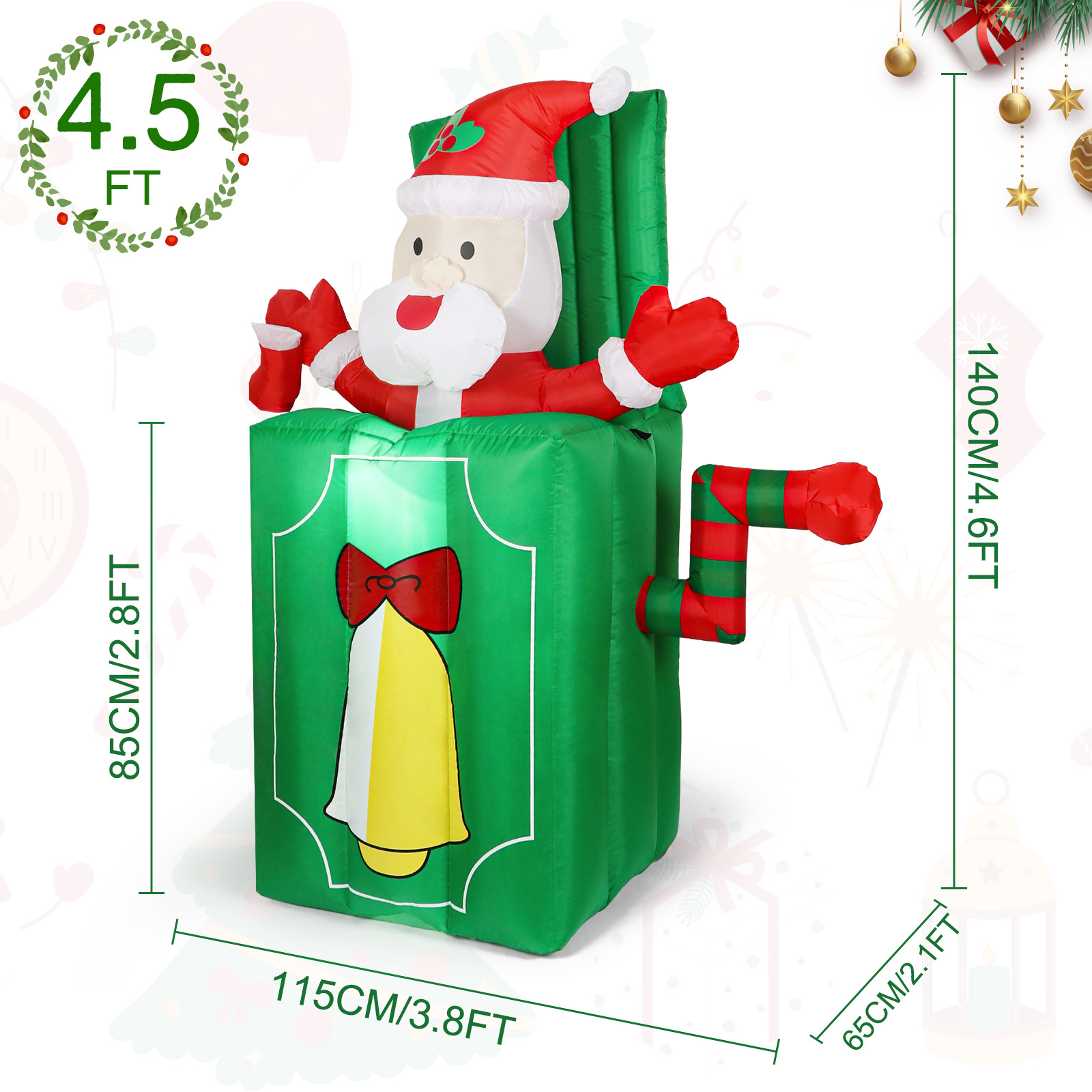 Ourwarm Christmas Inflatable Yard Decoration Up and Down Santa  Christmas Decorations