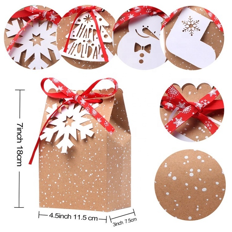 Ourwarm 12 Pcs New Design Buy Cardboard Kraft Christmas Gift Candy Cookies Paper Cardboard Boxes