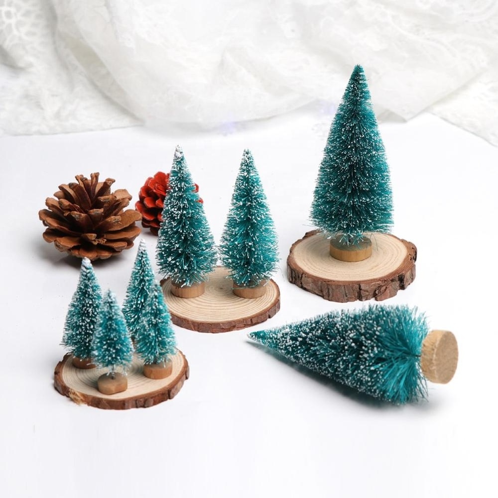 Ourwarm 8 pcs xmas decoration artificial mini snow pine tree christmas for tabletop decoration