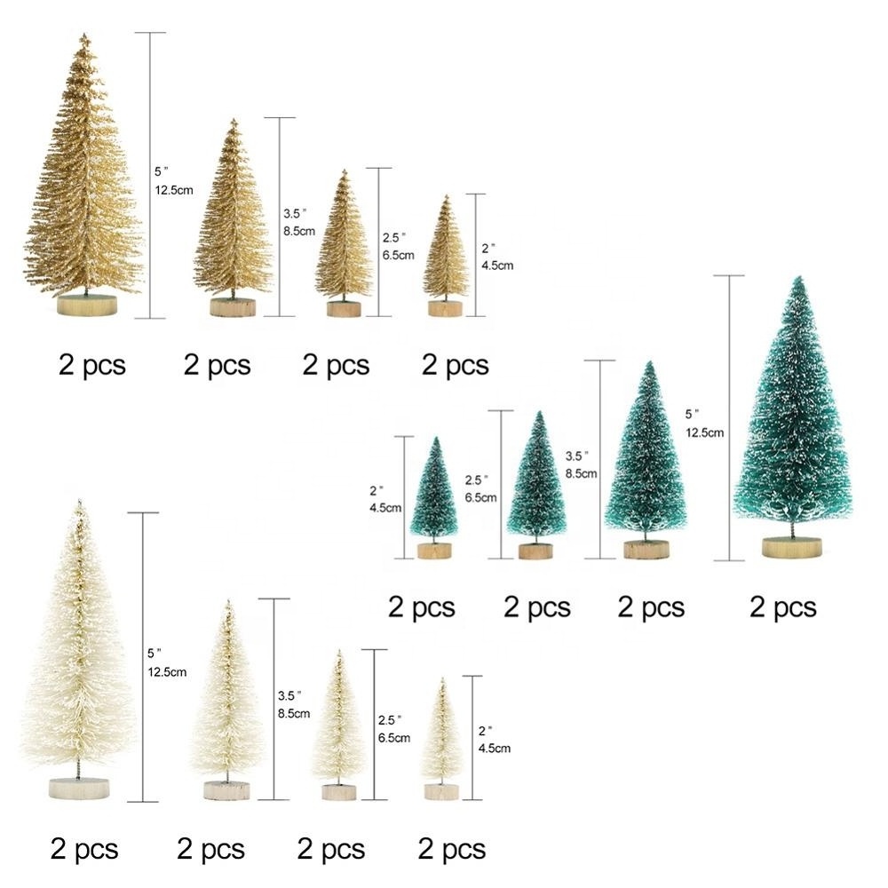 Ourwarm 8 pcs xmas decoration artificial mini snow pine tree christmas for tabletop decoration