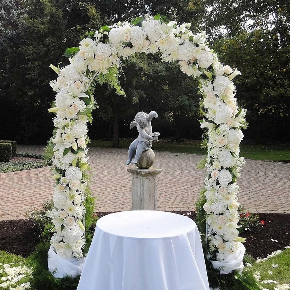 OurWarm 240cm Lightweight White Metal Wedding Arch Pergola Decorative Flower Garden Stand Photo Backdrop Wedding Decoration