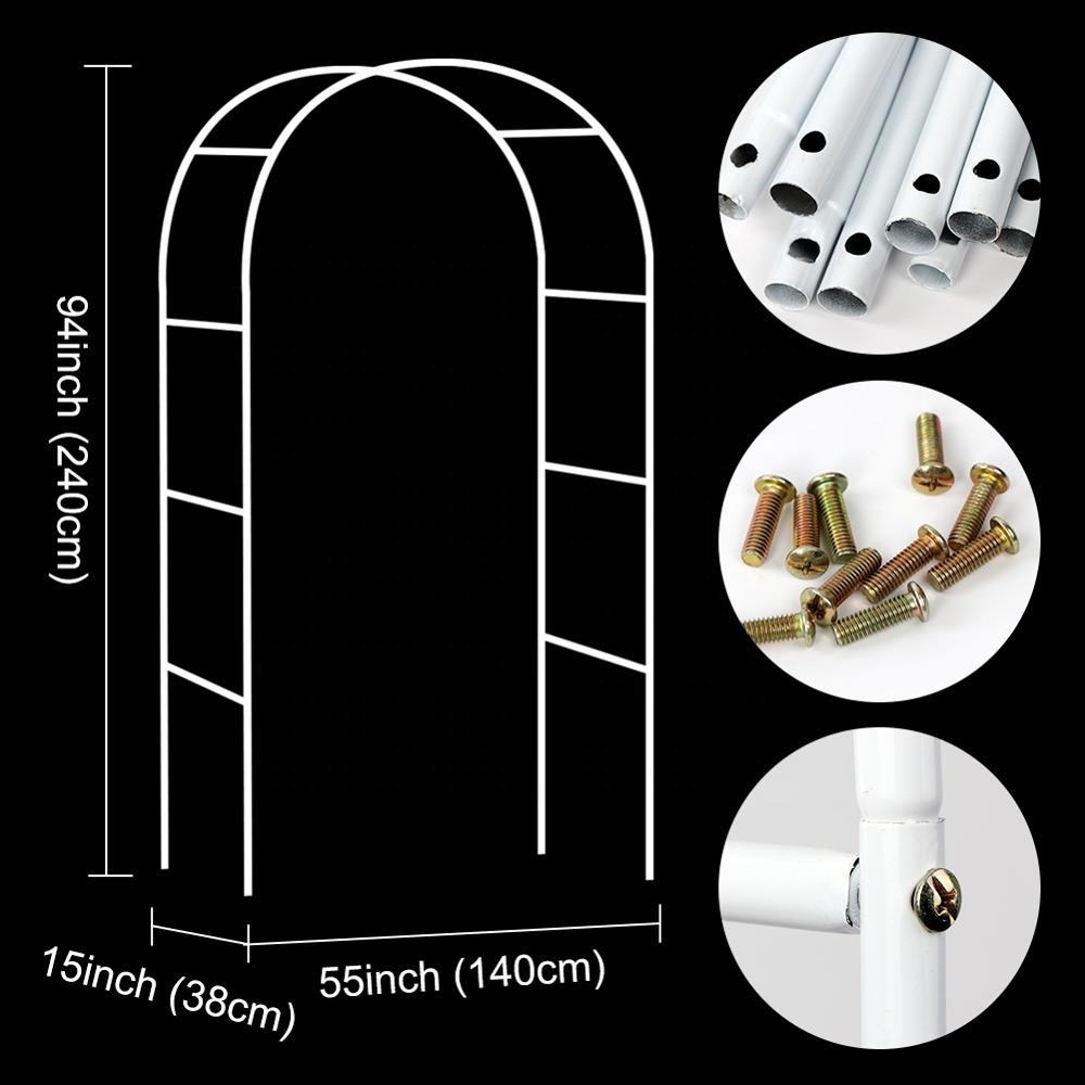 OurWarm 240cm Lightweight White Metal Wedding Arch Pergola Decorative Flower Garden Stand Photo Backdrop Wedding Decoration