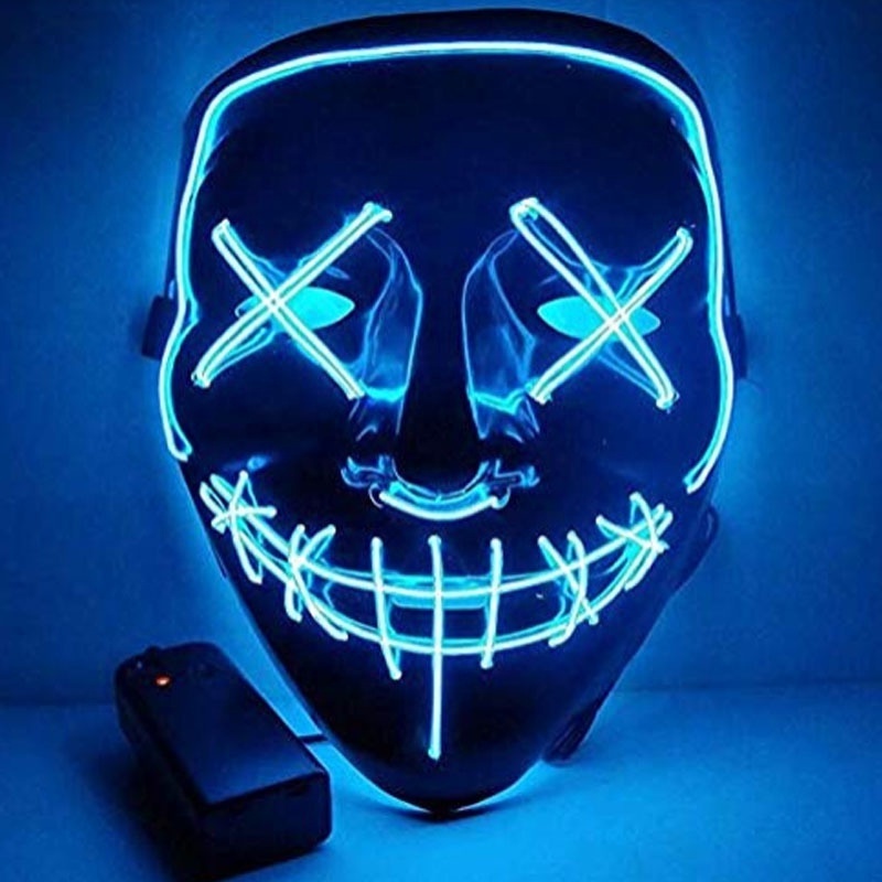 Ourwarm Printed Scary Ghost Light Costume Party Mask Prop Face Neon Plastic Purge Halloween Mask