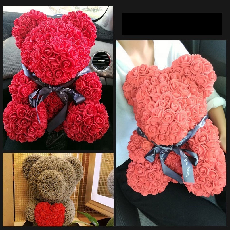 OurWarm  Hot Sale Customize Valentines Day Gift Forever Eternal	Mothers Day Gifts Rose Teddy Bear With Gift Box