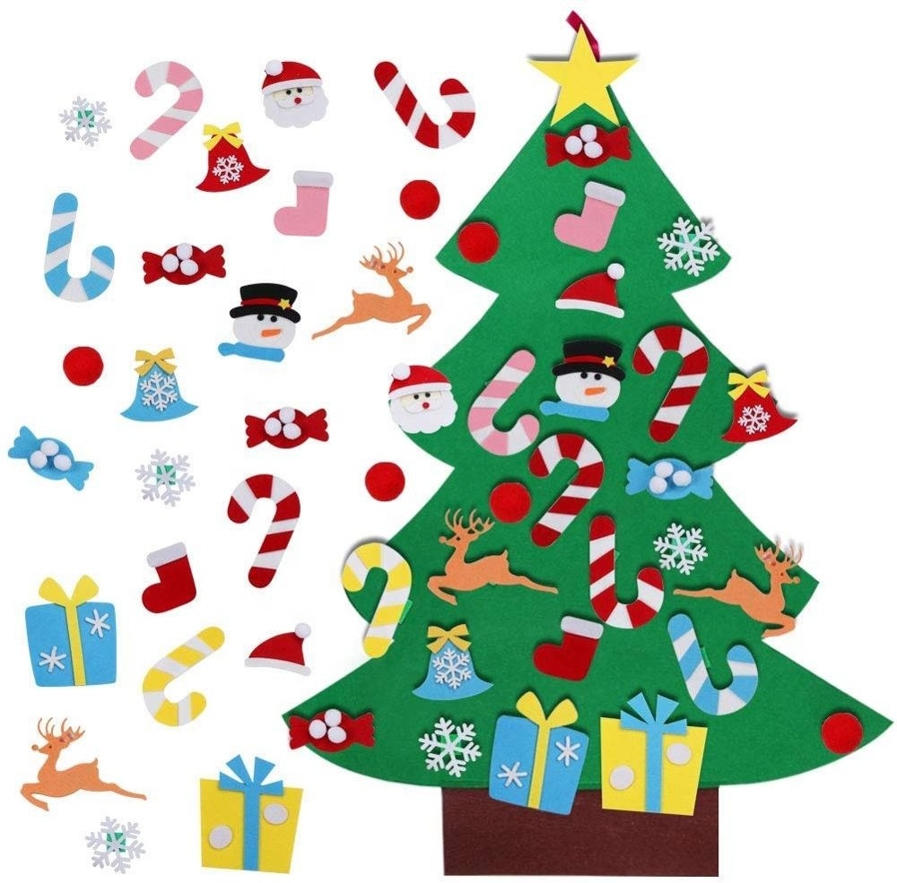 Ourwarm DIY 26 pcs Ornament Wall Hanging Felt Christmas Tree Decoration For Children