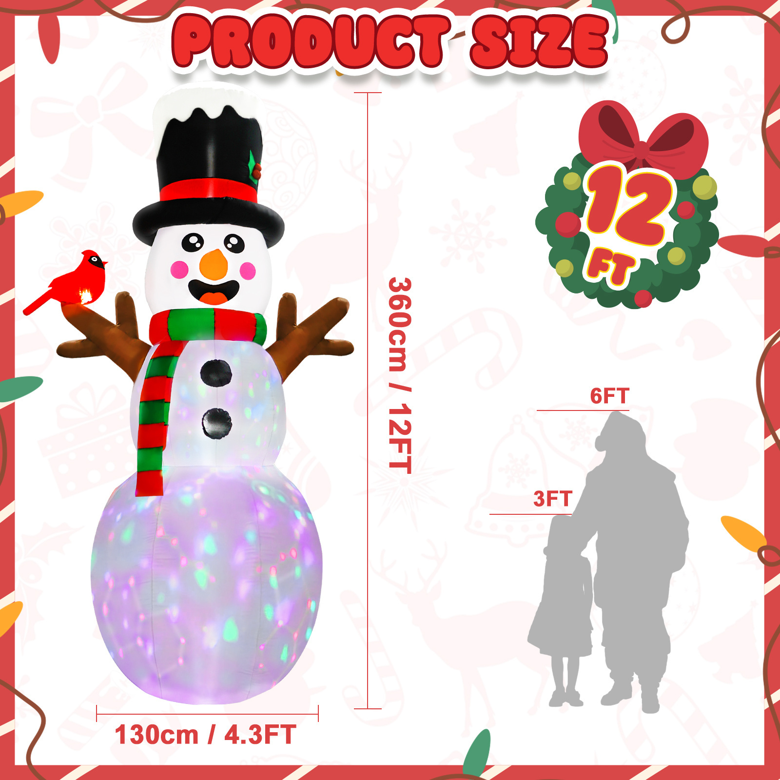 Ourwarm Inflatable Christmas Decorations Outdoor Yard Decoration Snowman Santa Claus