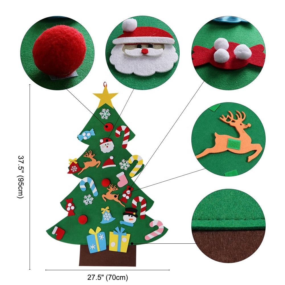 Ourwarm Xmas Decoration Gifts DIY Felt Christmas Wall Tree With Ornament Set For Kids