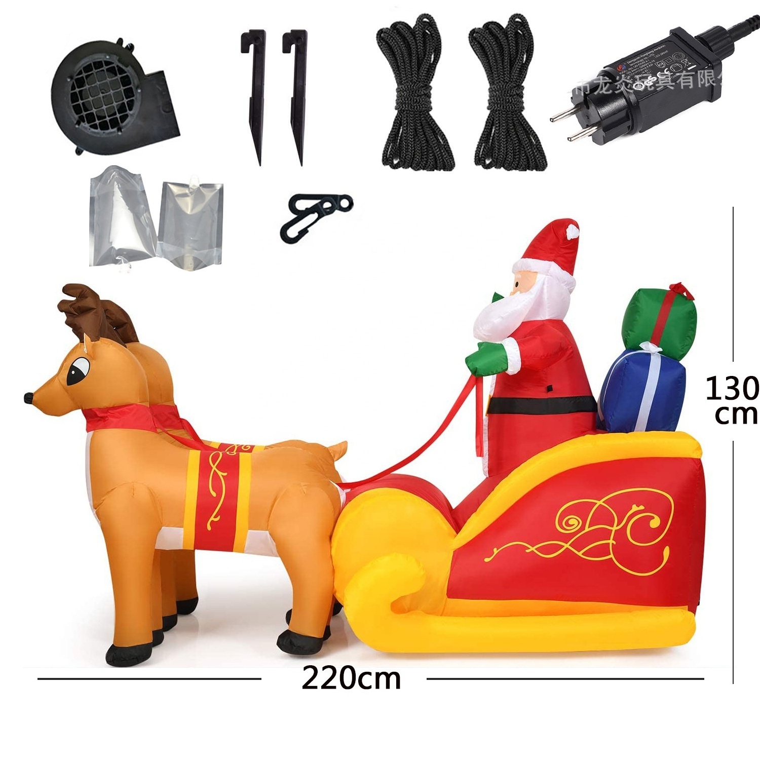 Ourwarm Animated Reindeer Sleigh Blow Ups Christmas Inflatable Santa Claus Outdoor Yard Decoration