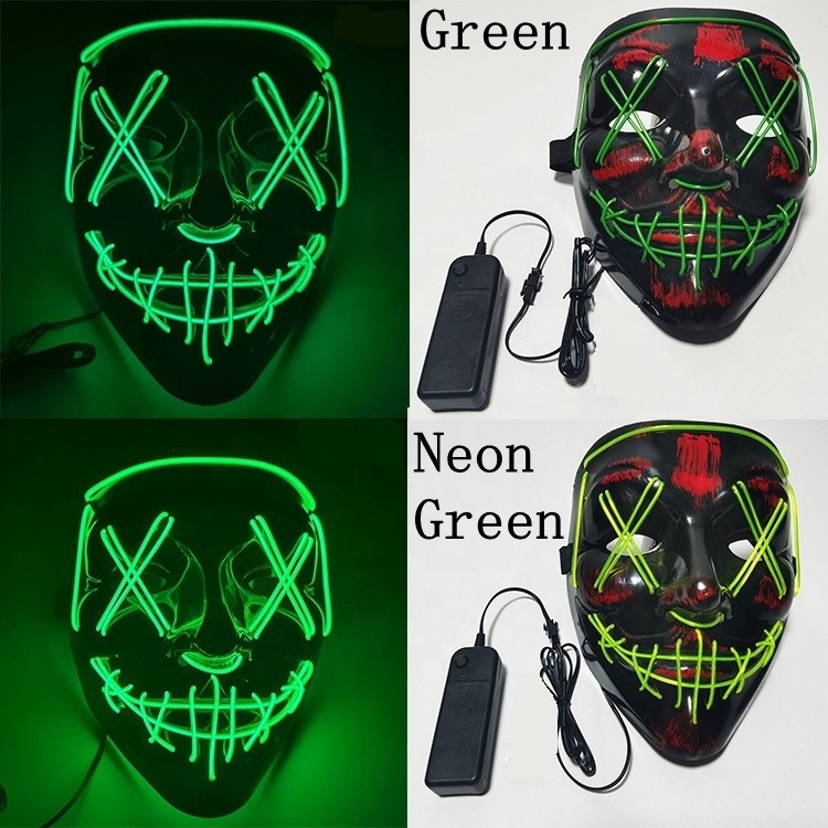 Ourwarm Custom Horror Clown Costume Prop Led Neon Purge Plastic Scary Party Mask Halloween Mask