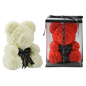 OurWarm  Hot Sale Customize Valentines Day Gift Forever Eternal	Mothers Day Gifts Rose Teddy Bear With Gift Box