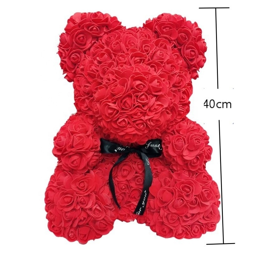 OurWarm Mothers Valentines Day Gift Artificial Flowers Superior Quality Teddy Rose Bears With Box