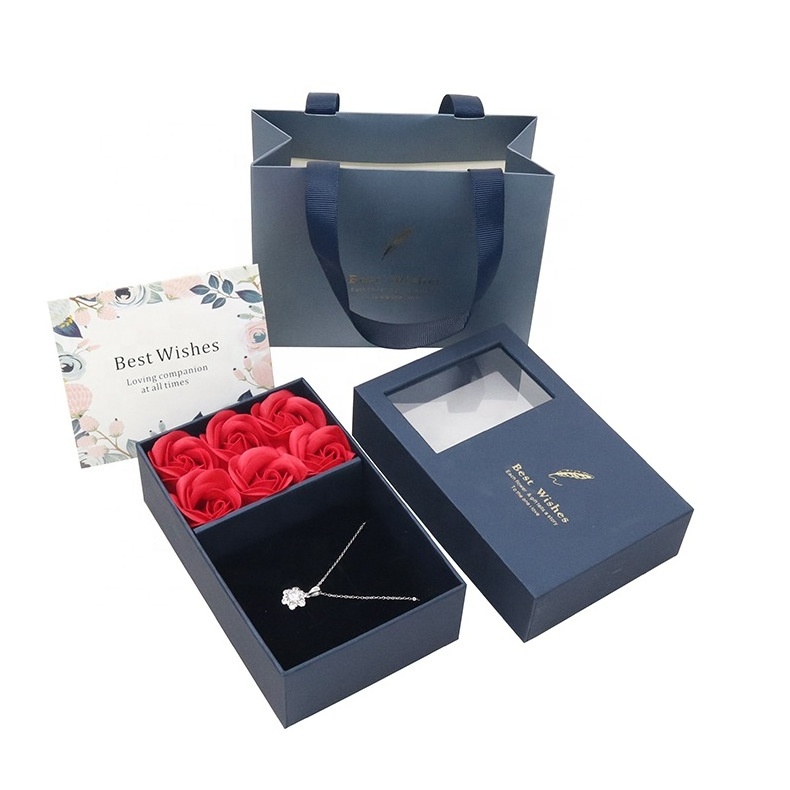 Ourwarm Unique Lover's Rose Flowers Gift Set Necklace Valentine Flower Box for Valentines