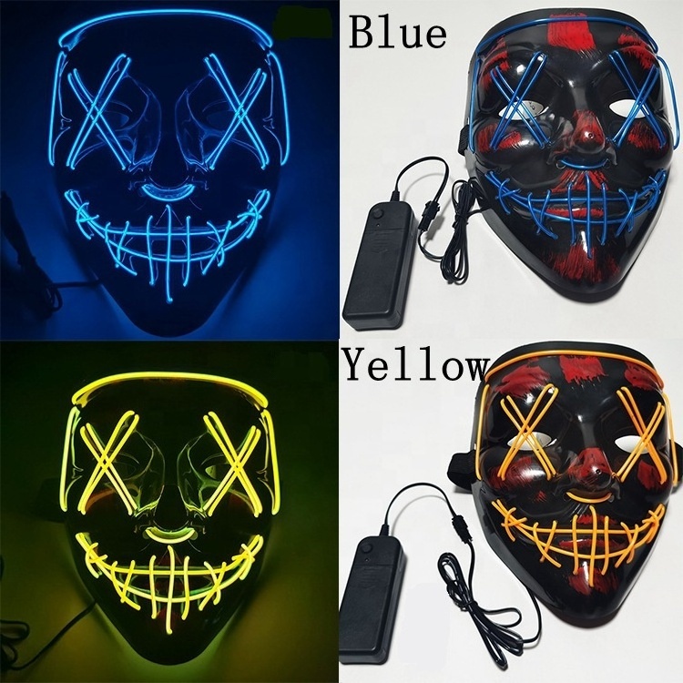 Ourwarm Printed Scary Ghost Light Costume Party Mask Prop Face Neon Plastic Purge Halloween Mask