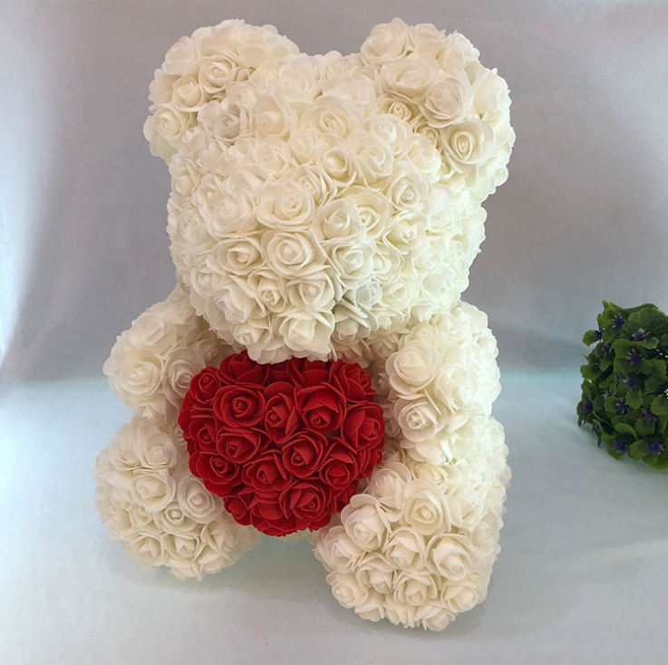 OurWarm Mothers Valentines Day Gift Artificial Flowers Superior Quality Teddy Rose Bears With Box