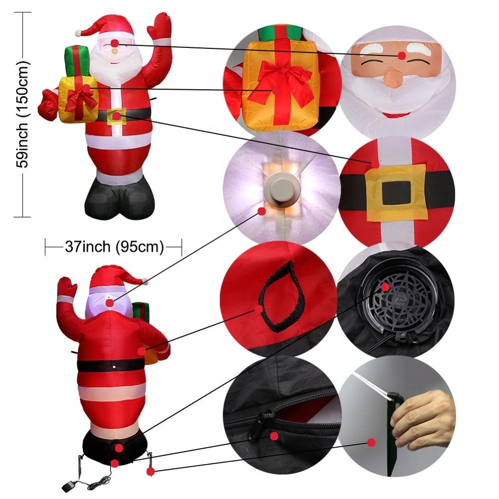 Ourwarm 5ft Outdoor Christmas Decoration LED Lights Inflatable Santa Claus