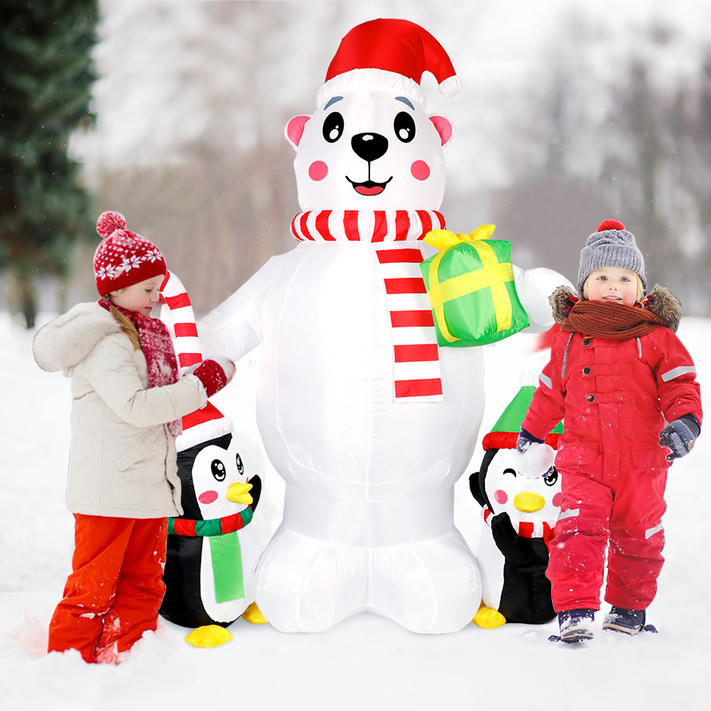 OurWarm Wholesale Outdoor Snowman And Penguins Doll Giant Blow Ups Santa Car Yard Decorations Christmas Inflatables With Lights