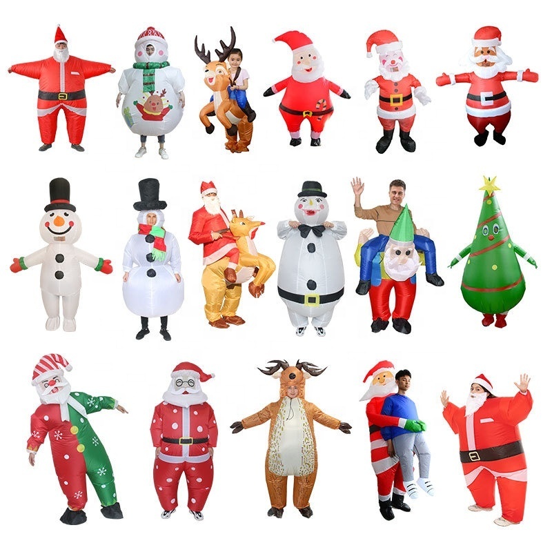 Ourwarm Christmas Cartoon Walking Costume Cedar Tree Reindeer Santa Claus Holiday Party Giant Inflatable Costume for Adults