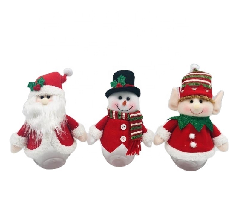 Ourwarm Kids Christmas Gift Ornament Decoration Candy Box Santa Snowman Elf Doll Plastic Elves Candy Jar