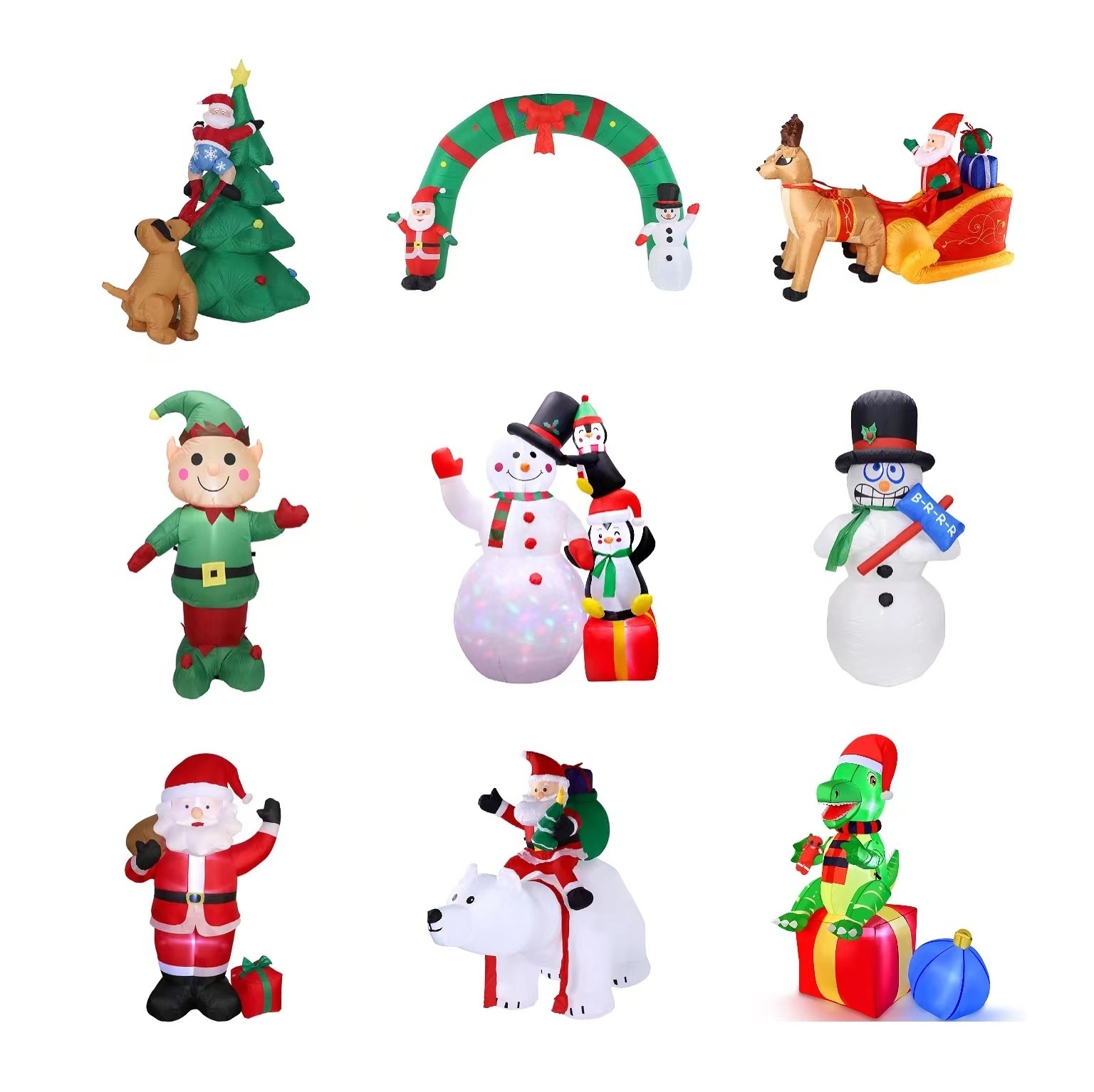 OurWarm Wholesale Outdoor Snowman And Penguins Doll Giant Blow Ups Santa Car Yard Decorations Christmas Inflatables With Lights