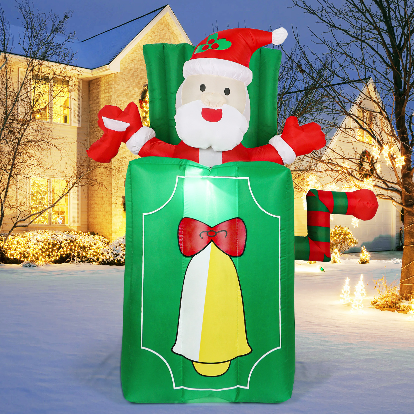 Ourwarm Christmas Inflatable Yard Decoration Up and Down Santa  Christmas Decorations