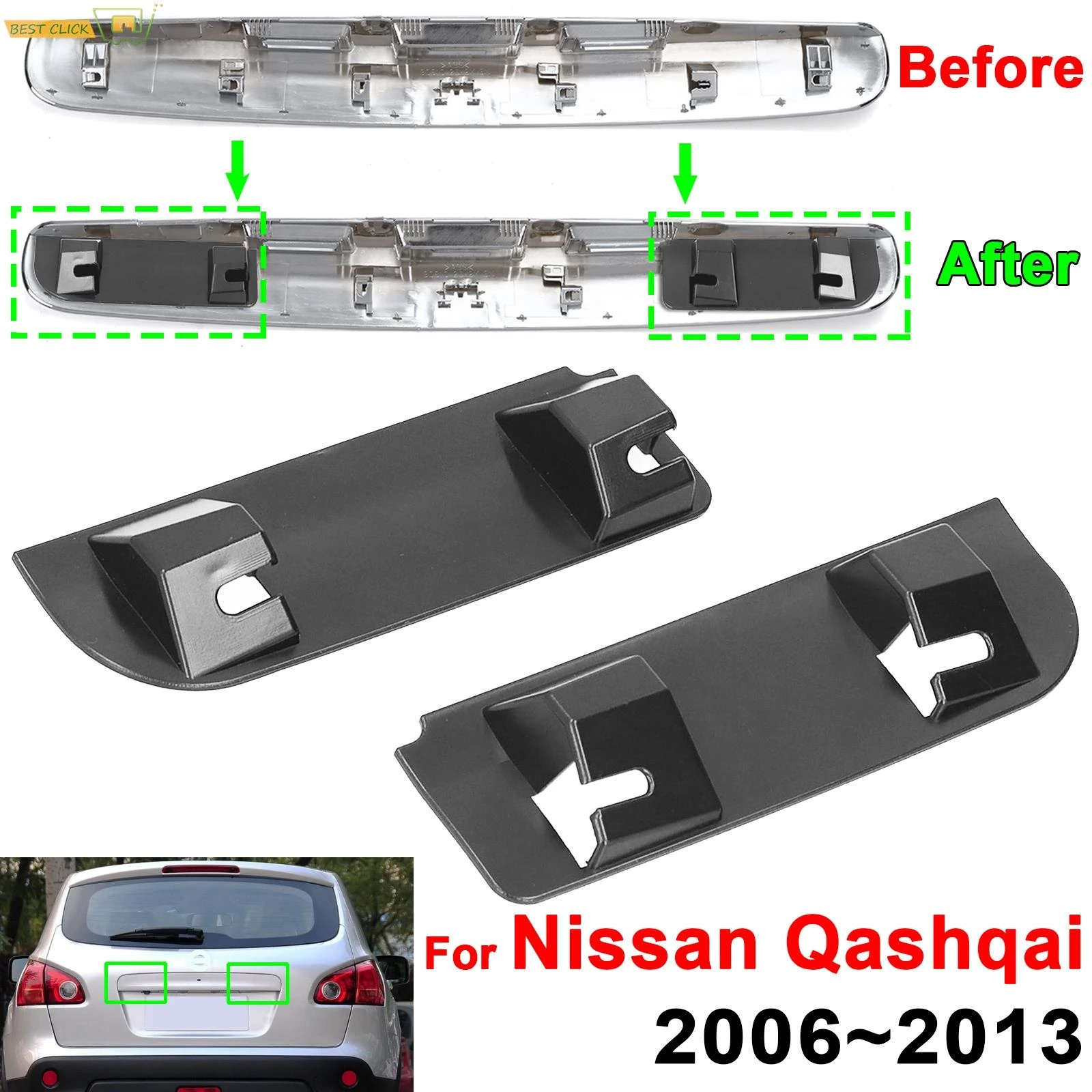 1Pair Car Tailgate Boot Handle Repair Snapped Clip Kit For Nissan Qashqai Dualis 2006 2007 2008 2009 -2013 90812JD20H 90812JD30H